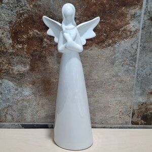 White Glazed Ceramic Angel Figurine